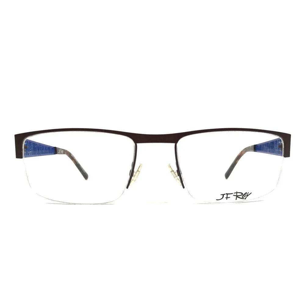 J.F. Rey Eyeglasses Frames JF2585 9522 Brown Blue Woven Half Rim 54-20-145
